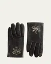 Valentino Garavani Vlogo Signature Cutout Leather Gloves In Nero Burro Antique Brass