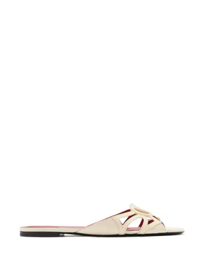 Valentino Garavani Valentino Vlogo Signature Leather Sandal In White
