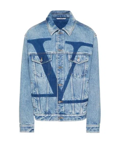 Valentino Vlogo Signature Denim Jacket In Blue