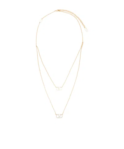 Valentino Garavani Vlogo Signature Double-chain Necklace In Yellow