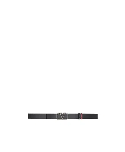 Valentino Garavani Vlogo Signature Double-sided Belt In Black