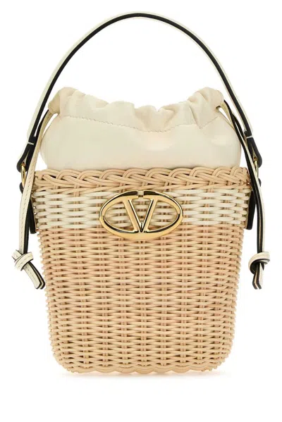 Valentino Garavani Valentino Vlogo Signature Drawstring Bucket Bag In Beige O Tan