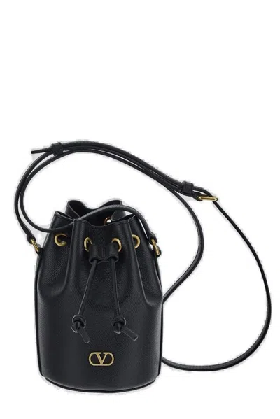 Valentino Garavani Valentino Vlogo Signature Drawstring Bucket Bag In Black