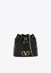 Valentino Chain-link Shoulder Strap Bucket Bag With Gold-tone Hardware In Black