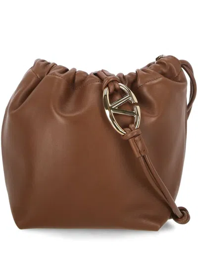 Valentino Garavani Valentino Vlogo Signature Drawstring Bucket Bag In Brown