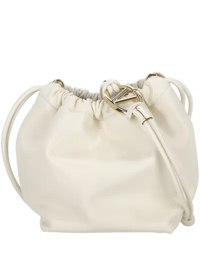 Valentino Garavani Valentino Vlogo Signature Drawstring Bucket Bag In White