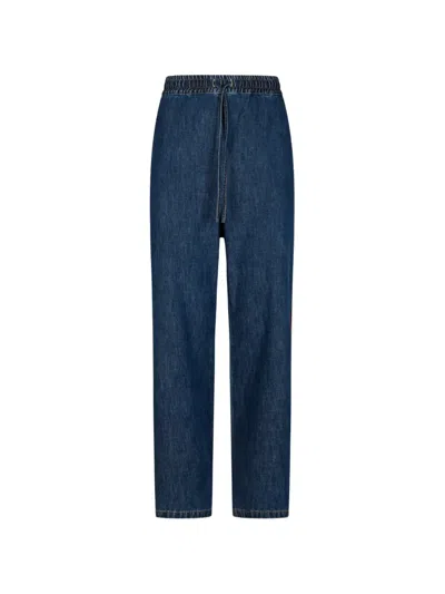 Valentino Vlogo Signature Drawstring Jeans In Blue