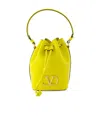 Valentino Vlogo Signature Drawstring Mini Bucket Bag In Yellow