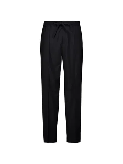 Valentino Vlogo Signature Drawstring Wool Trousers In Black