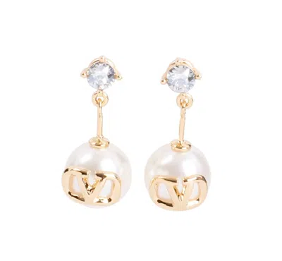 Valentino Garavani Vlogo Pearl Drop Earrings In Multi