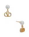 Valentino Garavani Vlogo Signature Earrings With Pearl In Gold