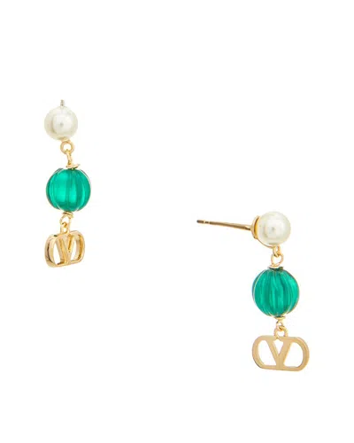 Valentino Garavani Valentino Vlogo Signature Brass Earrings In Multi