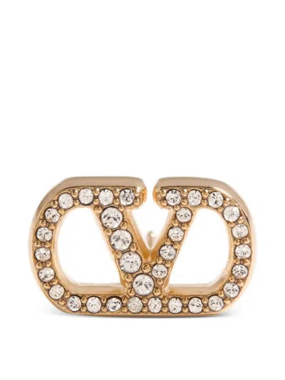 Valentino Garavani Vlogo Signature Earrings In Metal And Swarovski® Crystals In Gold
