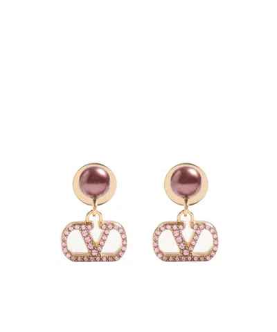 VALENTINO GARAVANI VALENTINO VLOGO SIGNATURE EMBELLSIHED DROP EARRINGS