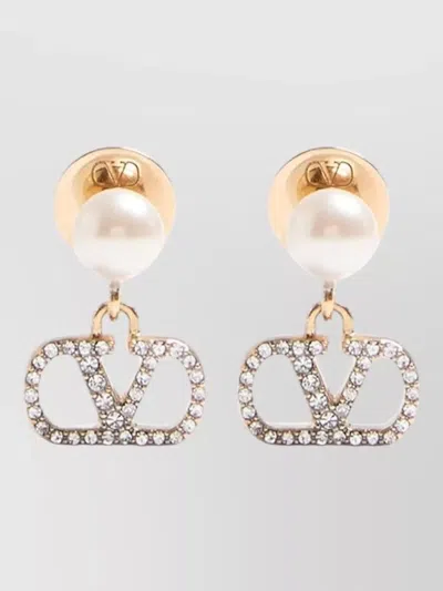 Valentino Garavani Swarovski Crystal-embellished Vlogo Signature Earrings In Gold
