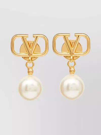 Valentino Garavani Vlogo Signature Pearl Drop Earrings In Gold
