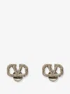 Valentino Vlogo Signature Earrings With Rhinestones In Silver