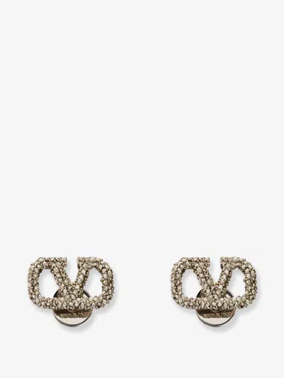 Valentino Garavani Vlogo Signature Earrings With Rhinestones In Silver