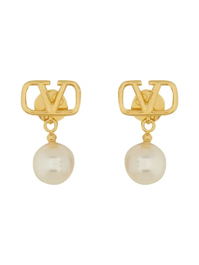 Valentino Garavani Women's Vlogo Signature Earrings With Swarovski Pearls In Gold
