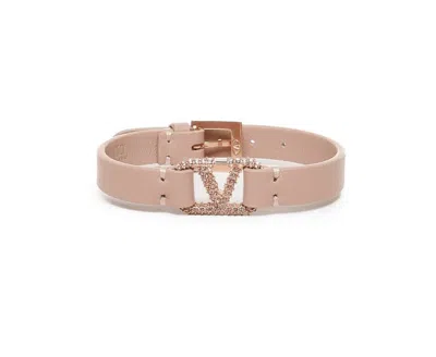 Valentino Garavani Valentino Vlogo Signature Embellished Bracelet In Pink
