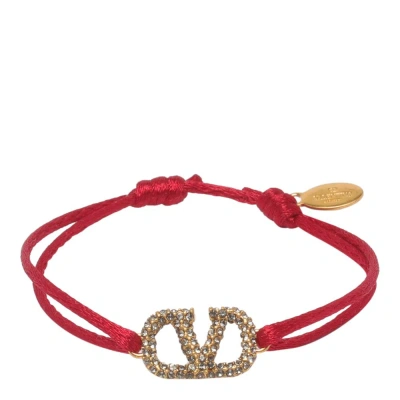 Valentino Garavani Valentino Vlogo Signature Embellished Bracelet In Red