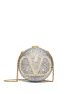 Valentino Circular Crystal-embellished Bag In Silver