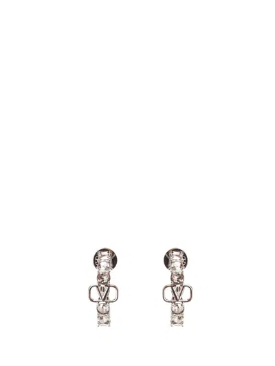 Valentino Garavani Valentino Vlogo Signature Embellished Drop Earrings In Silver