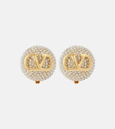 Valentino Garavani Vlogo Signature Embellished Earrings In Gold