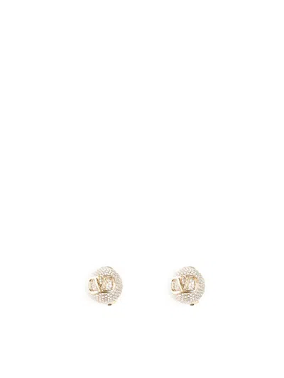 Valentino Garavani Vlogo Earrings With Crystals In Gold