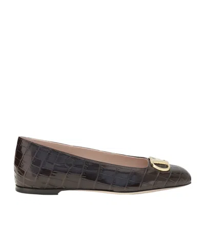 Valentino Garavani Valentino Vlogo Signature Embossed Ballet Flats In Brown