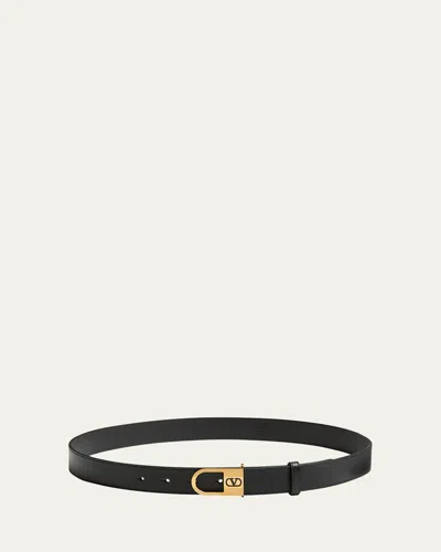 VALENTINO GARAVANI VLOGO SIGNATURE ENAMELED LOGO LEATHER BELT, 30MM