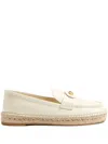 Valentino Vlogo Signature Leather Espadrilles In White