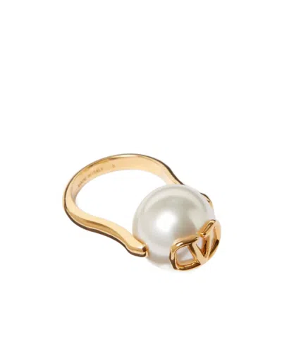 Valentino Garavani Vlogo Signature Metal And Resin Ring Woman Gold 11