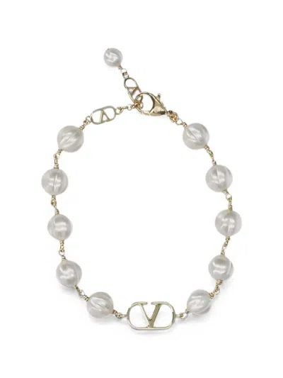 Valentino Garavani Vlogo Signature Faux-pearl Bracelet In Gold