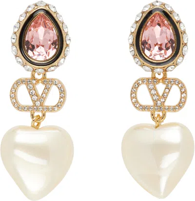 Valentino Garavani Vlogo Signature Faux-pearl Earrings In Gold