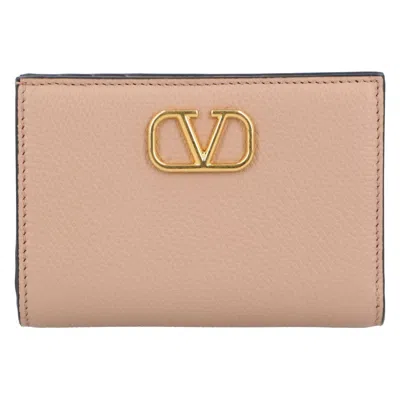 Valentino Garavani Valentino `vlogo Signature` Flap French Wallet In Neutral