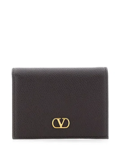 Valentino Garavani Valentino Vlogo Signature Flap Mini French Wallet In Ebonybrown