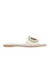 Valentino Vlogo Signature Flat Leather Sandals In White