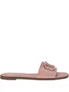 Valentino Patent Leathe Vlogo Slide Sandals In Pink