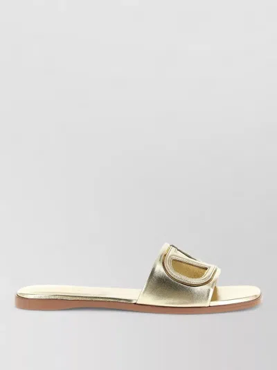 Valentino Garavani Vlogo Signature Flat Sole Open Toe Slides In Gold