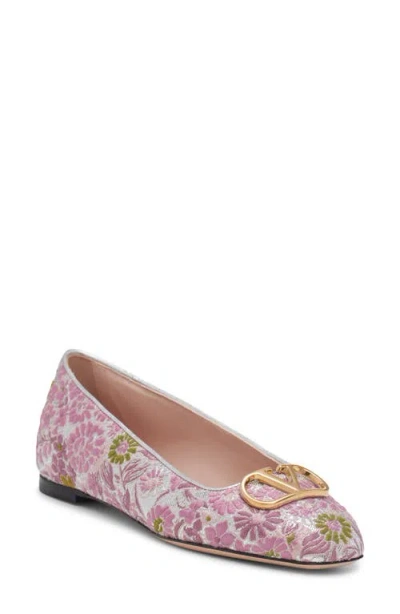 Valentino Garavani Valentino Vlogo Signature Floral Jacquard Flat In Dusty Rose