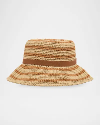 Valentino Garavani Vlogo Signature Foldable Straw Bucket Hat In Multi