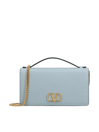 Valentino Garavani Valentino Vlogo Signature Foldover Top Clutch Bag In Blue