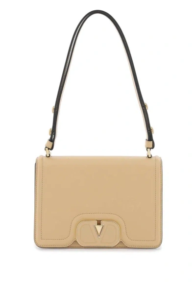 Valentino Garavani Valentino Vlogo Signature Foldover Top Shoulder Bag In Beige