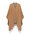 Valentino Asymmetrical Wool Poncho With Fringed Edge In Brown