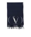 Valentino Vlogo Signature Fringed Scarf In Black
