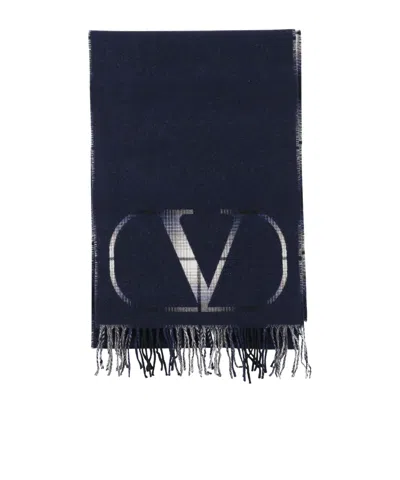 Valentino Vlogo Signature Fringed Scarf In Black