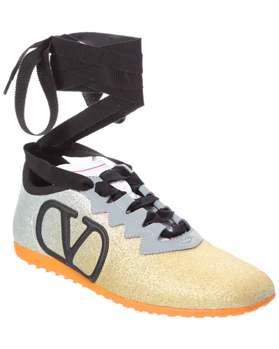 VALENTINO GARAVANI VALENTINO VLOGO SIGNATURE GLITTER & LEATHER SNEAKER