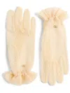 Valentino Embellished Cotton-blend Fishnet Gloves In Neutrals
