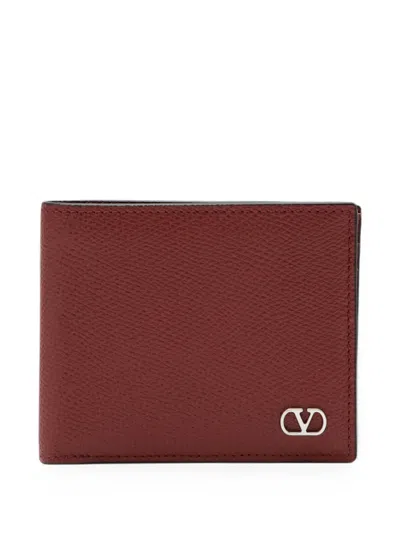Valentino Garavani Vlogo Signature Grained Leather Billfold Wallet In Burgundy